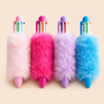 6-in-1 Multicolor Fluffy Retractable Ballpoint Pen