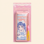 Cute Baby Cartoon Girl Zipper Pencil Case with Charm - Image 2