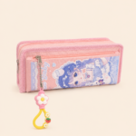 Cute Baby Cartoon Girl Zipper Pencil Case with Charm