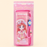 Cute Baby Cartoon Girl Zipper Pencil Case with Charm - Image 3