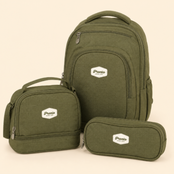 Pronto 18-Inch 3-Piece School Backpack Set – Olive Green