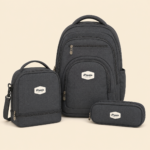 Pronto 18-Inch Three-Piece School Backpack Set – Charcoal Grey