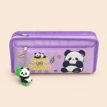 Panda Kawaii Double-Zip Pencil Case with Charm