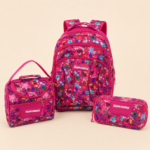 Happy Ordinar 18-Inch Three-Piece Floral School Backpack Set – Pink
