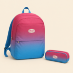 Pronto 18-Inch Two-Piece Ombre School Backpack Set – Pink and Blue
