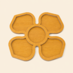 Wooden Four-Leaf Clover Serving Tray with 5 Compartments