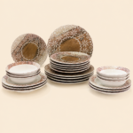 Turkish Brown Floral Glass Dinnerware Set – 24 Pieces