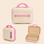 Hardshell Mini Suitcase Cosmetic Case with Embossed Bear and Combination Lock