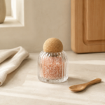 Ribbed Glass Storage Jar with Cork Ball Lid – 500 ml - Image 2