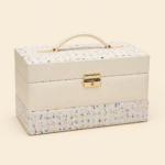 Tweed Accent 3-Tier Lockable Jewelry & Makeup Organizer Box