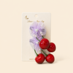 Navy purple Floral Cherry Hair Tie Set