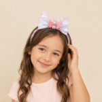 Princess Braided Hairband with Iridescent Ribbon Bow - Image 4