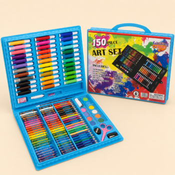 150-Piece Kids Art Set with Markers, Crayons, Colored Pencils & Portable Carrying Case