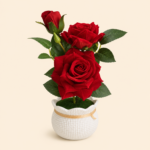 Artificial Potted Rose Flower Arrangement