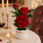 Artificial Potted Rose Flower Arrangement - Image 2