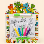 Kids Dinosaur Coloring & Drawing Board Set