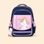 Wanglida Kids Primary School Backpack - Navy Blue & Pink'16' - Image 4