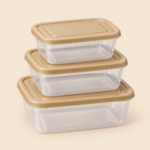 3-Piece Rectangular Storage Container Set with Beige Lids