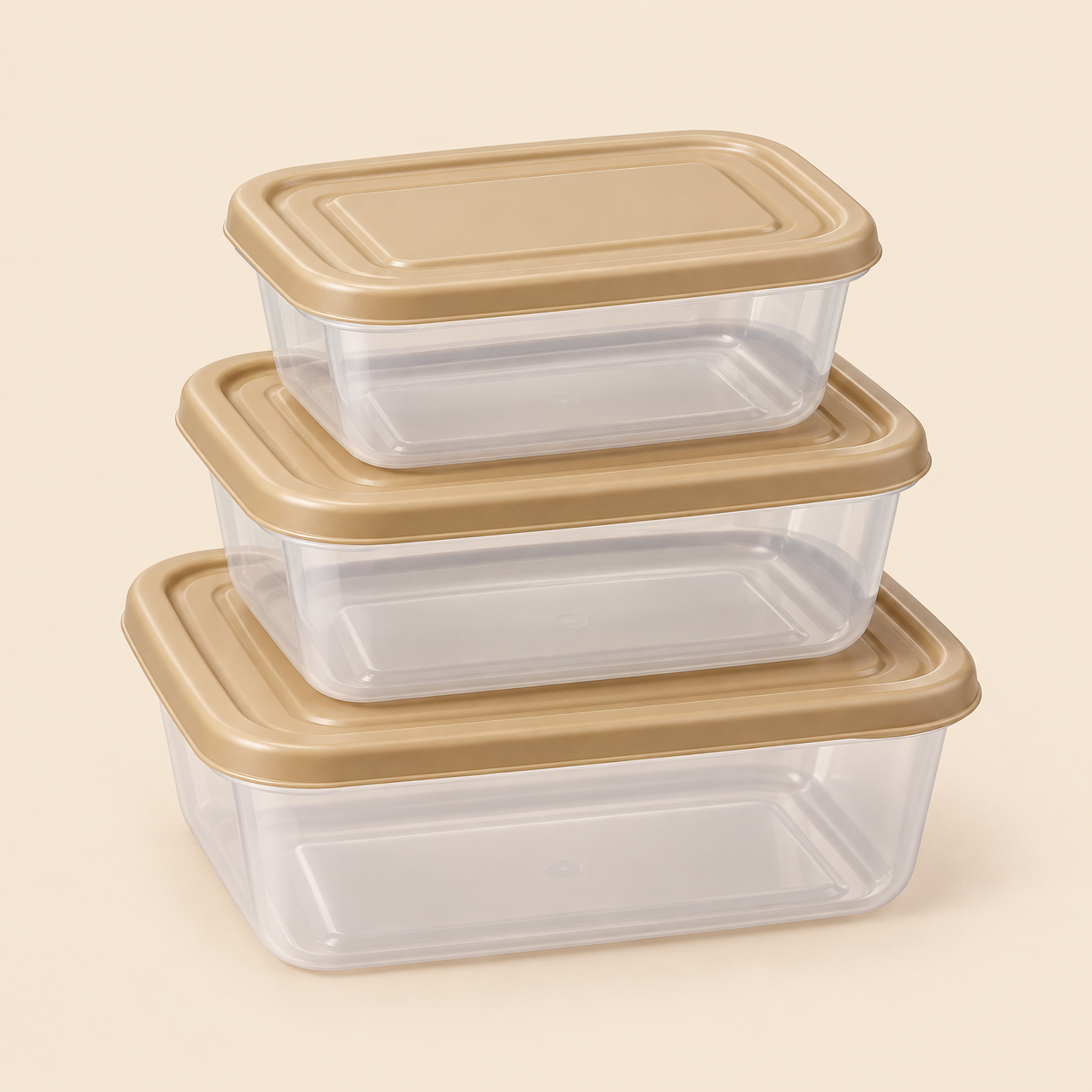 06f9b719-ea59-46b7-a2e5-73d21dff83ad 3-Piece Rectangular Storage Container Set with Beige Lids - Image 1