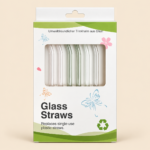 AZ Reusable Bent Glass Straws Set -6 pcs
