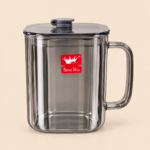 Transparent Glass Mug with Lid and Handle