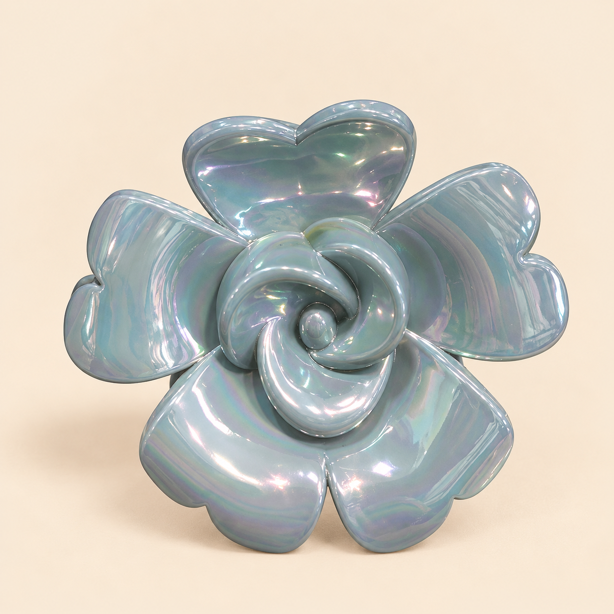 627f90e4-a1df-4514-963e-f68452e0ac5a Iridescent Blue Rose Flower Hair Claw Clip - Image 1