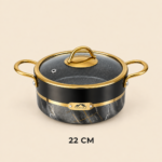 Momaz German Diamond 22cm Non-Stick Cooking Pot with Glass Lid - Image 2