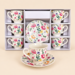 GeBe Floral Coffee Cup & Saucer Set – 12 Pieces