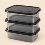 3-Piece Rectangular Storage Container Set with Black Lids