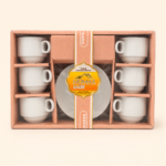 Momaz White Porcelain tea Cups and Saucers Set 6*6 pcs - Image 2