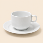 Momaz White Porcelain tea Cups and Saucers Set 6*6 pcs