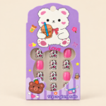 Kids Pink Leopard Print Press-On Nails – 12 Pieces