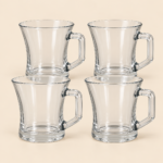 Clear Glass Mug Set – 4 Pieces, 200 ml Each