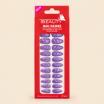 TBeauty Purple Striped Press-On Nails – 24 Pcs