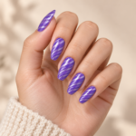 TBeauty Purple Striped Press-On Nails – 24 Pcs - Image 2