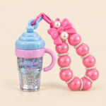 Micocolor Cup-Shaped Lip Gloss with Beaded Bracelet Keychain