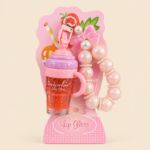 Micocolor Cup-Shaped Lip Gloss with Beaded Bracelet Keychain - Image 3