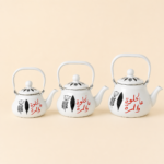 Momaz 3-Piece Enamel Tea Kettle Set with Arabic Calligraphy