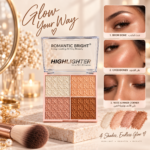Romantic Bright Blush & Highlighter 4-Color Palette - Image 3