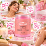 Baby Powder Sea Salts Bath – Refreshing & Purifying 500g - Image 2