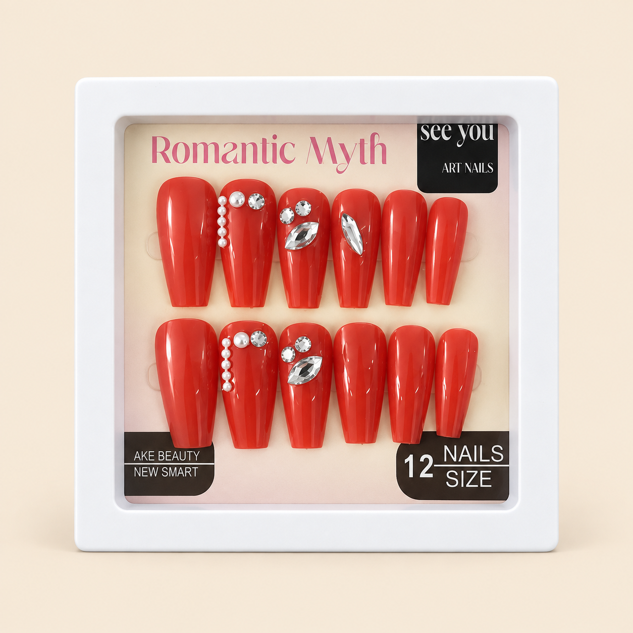 ChatGPT Image Sep 23, 2026, 01_49_48 PM (1) Romantic Myth Red Press-On Nails with Rhinestones & Pearls – 12 Pieces - Image 1