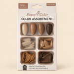 Fancy Color Press-On Nails – Nude & Brown Assortment, 96 Pieces