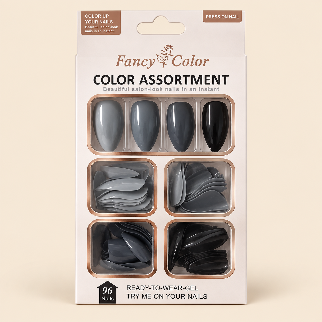 ChatGPT Image Sep 23, 2026, 02_20_28 PM Fancy Color Press-On Nails – Gray to Black Assortment, 96 Pieces - Image 1