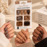 Fancy Color Press-On Nails – Nude & Brown Assortment, 96 Pieces - Image 2