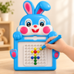 Kids Magnetic Bead Drawing Board – Blue Rabbit - Image 2