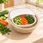 Fruit & Vegetable Washing Bowl with Strainer and Lid - Image 2