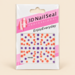 3D Floral Nail Art Stickers YG129 – Pink, Orange & Purple Flowers
