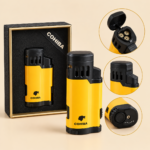 COHIBA Yellow Triple Jet Flame Butane Cigar Lighter with Built-In Cigar Punch- h -164
