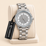 Cambridge Silver-Tone Rhinestone Bracelet Watch for Women