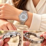 Cambridge Silver-Tone Rhinestone Bracelet Watch for Women - Image 2